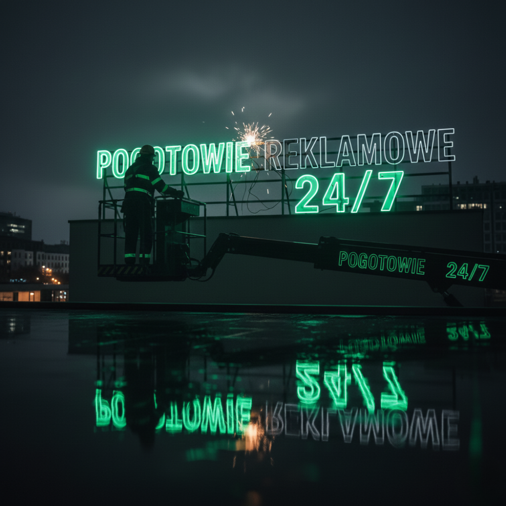 Serwis reklam na wysokości – pogotowie reklamowe 24/7 i naprawa reklam świetlnych w terenie